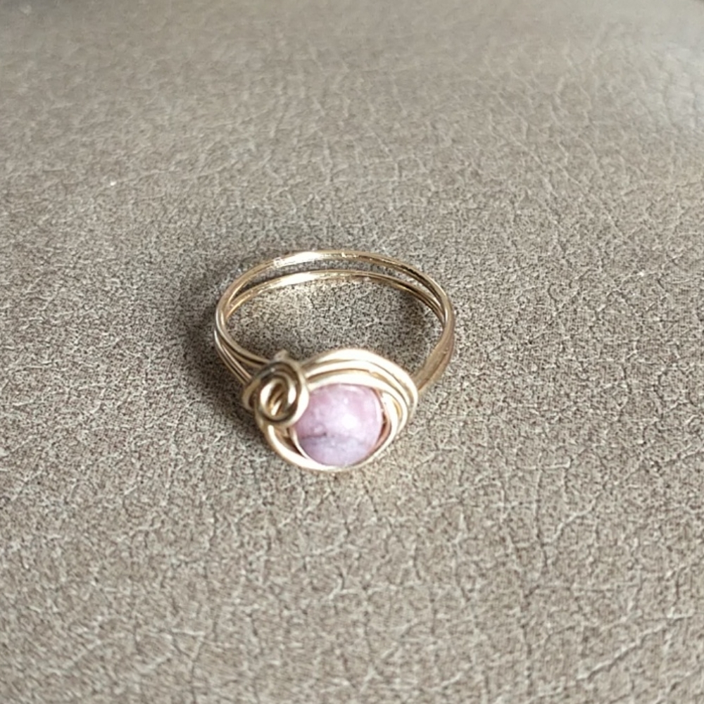 Hand crafted Rhodonite Wire Wrapped Ring - Picture 3 of 5